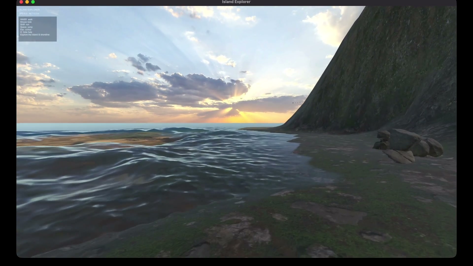 Unity CLI-generated coastal hillside at sunset