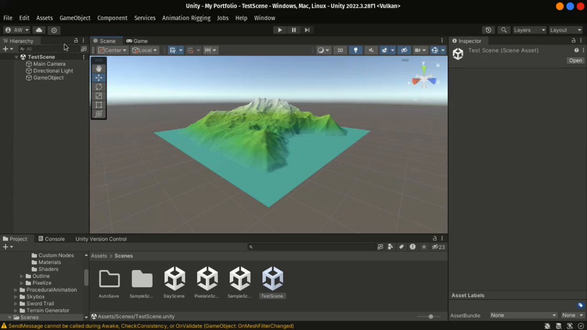 Unity procedural terrain mesh generator interface