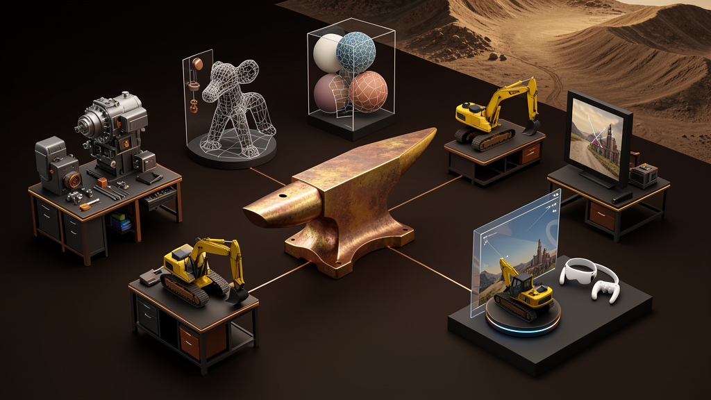 Generated industrial 3D production pipeline illustration