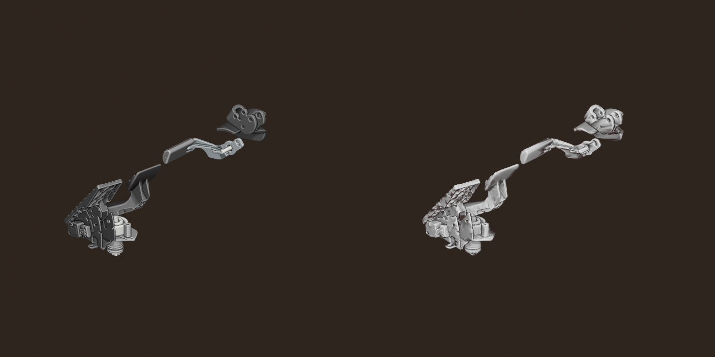 Original versus Meshy remesh