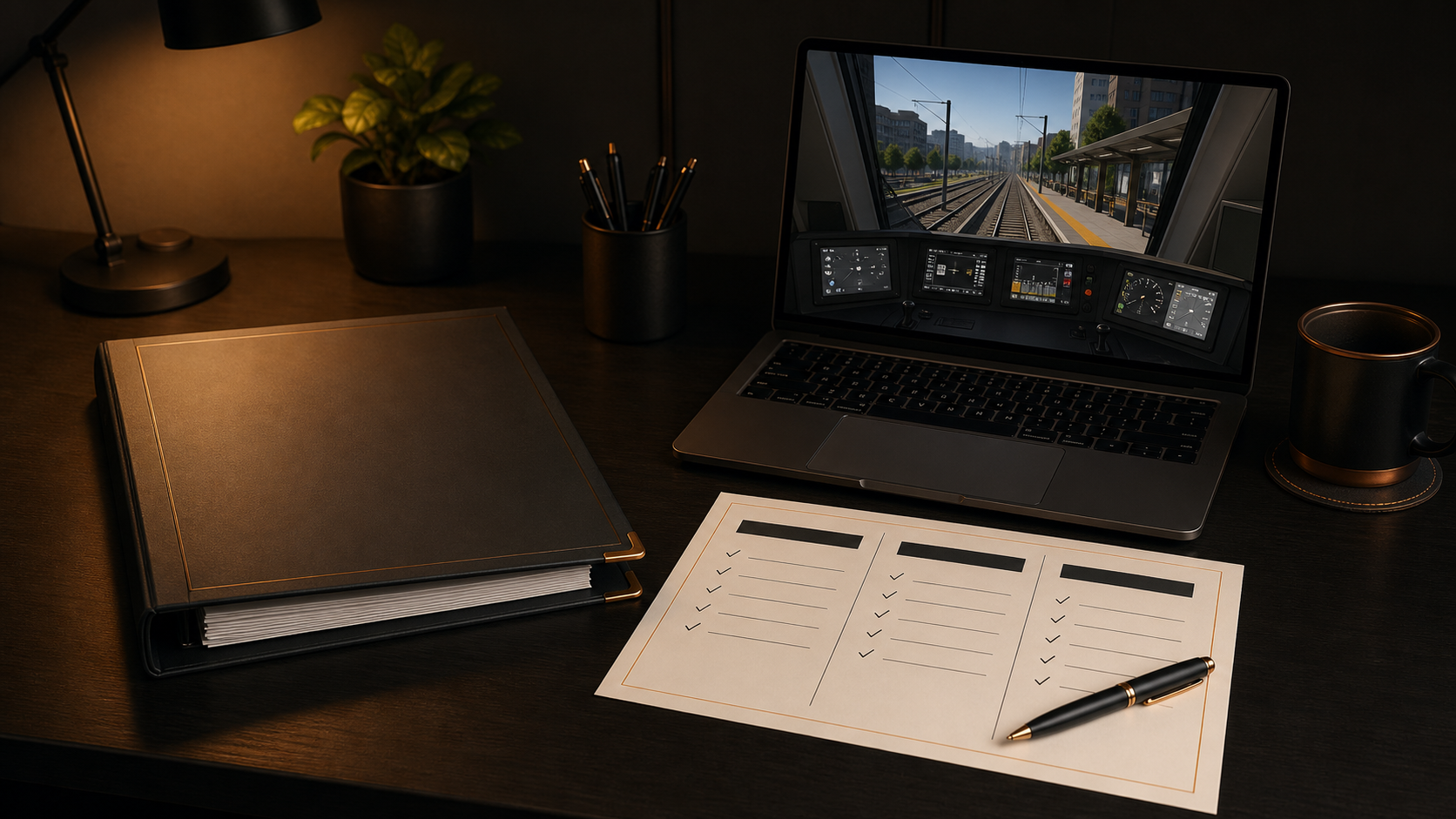A proposal binder, a cost comparison sheet, and a working rail demo on a laptop.